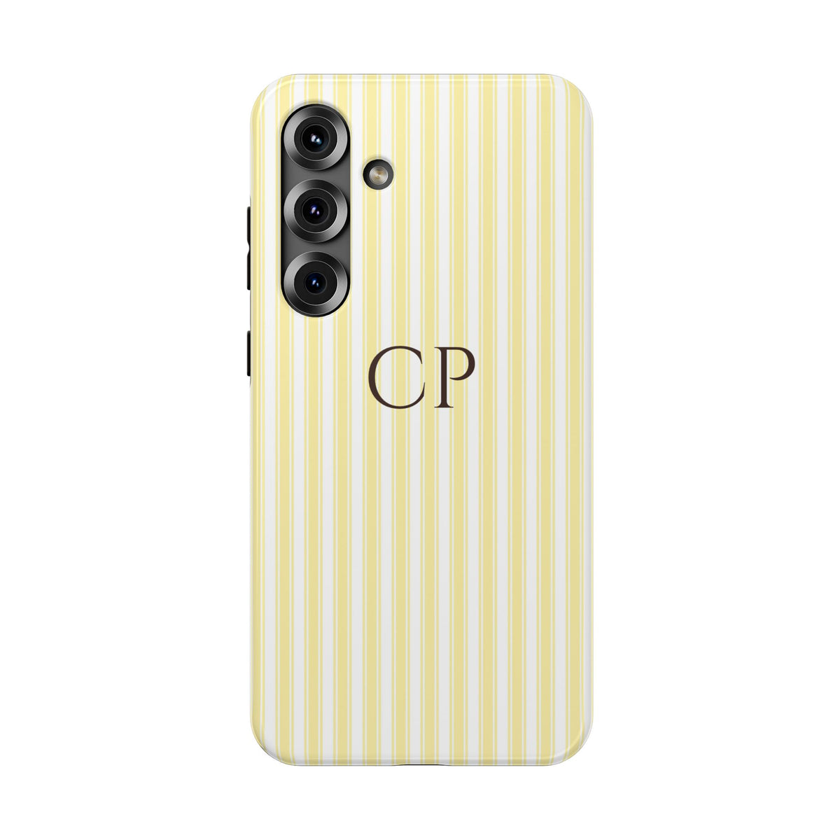 Cream Stripe Monogram Impact Resistant Case Personalized