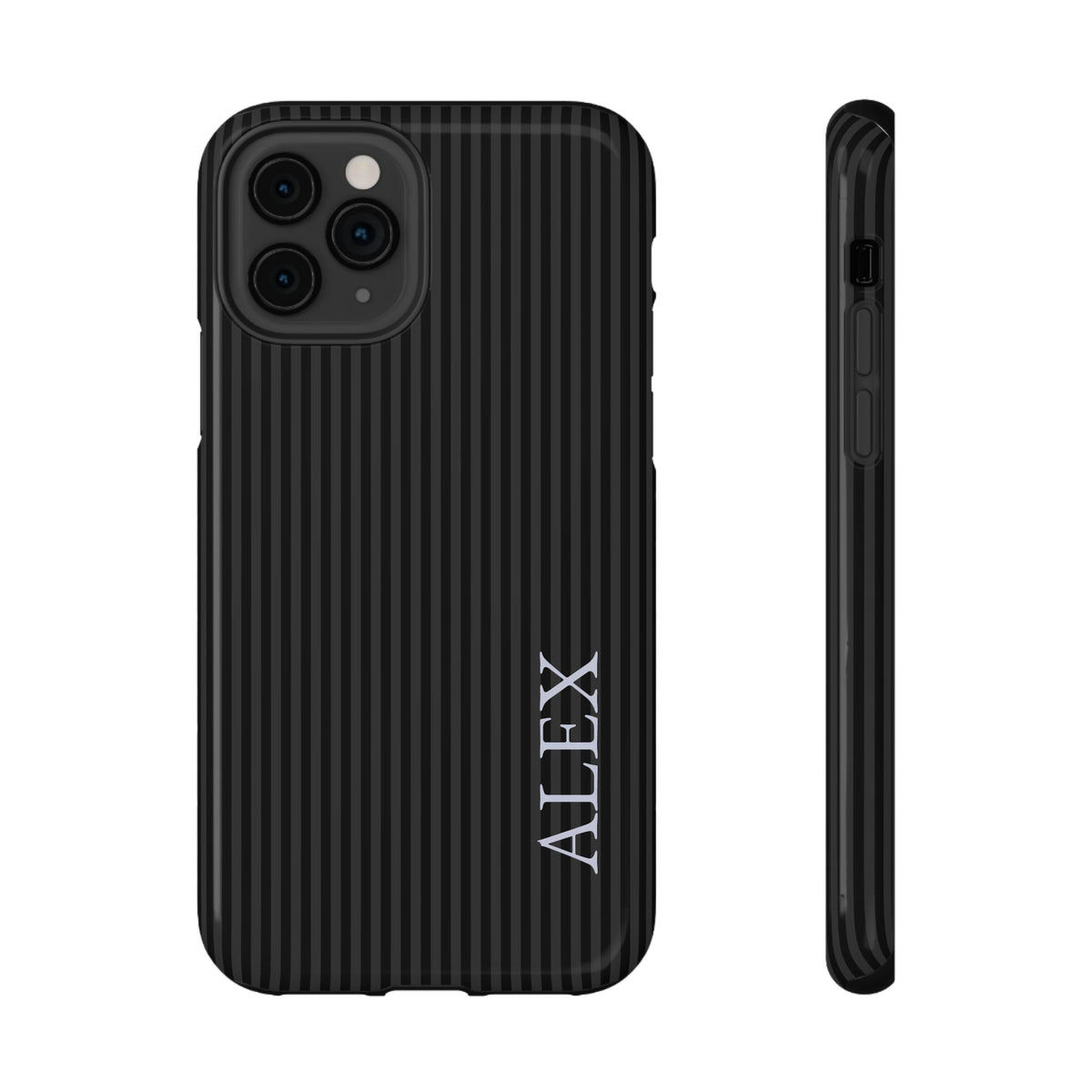Black Stripe Name Impact Resistant Case Personalized
