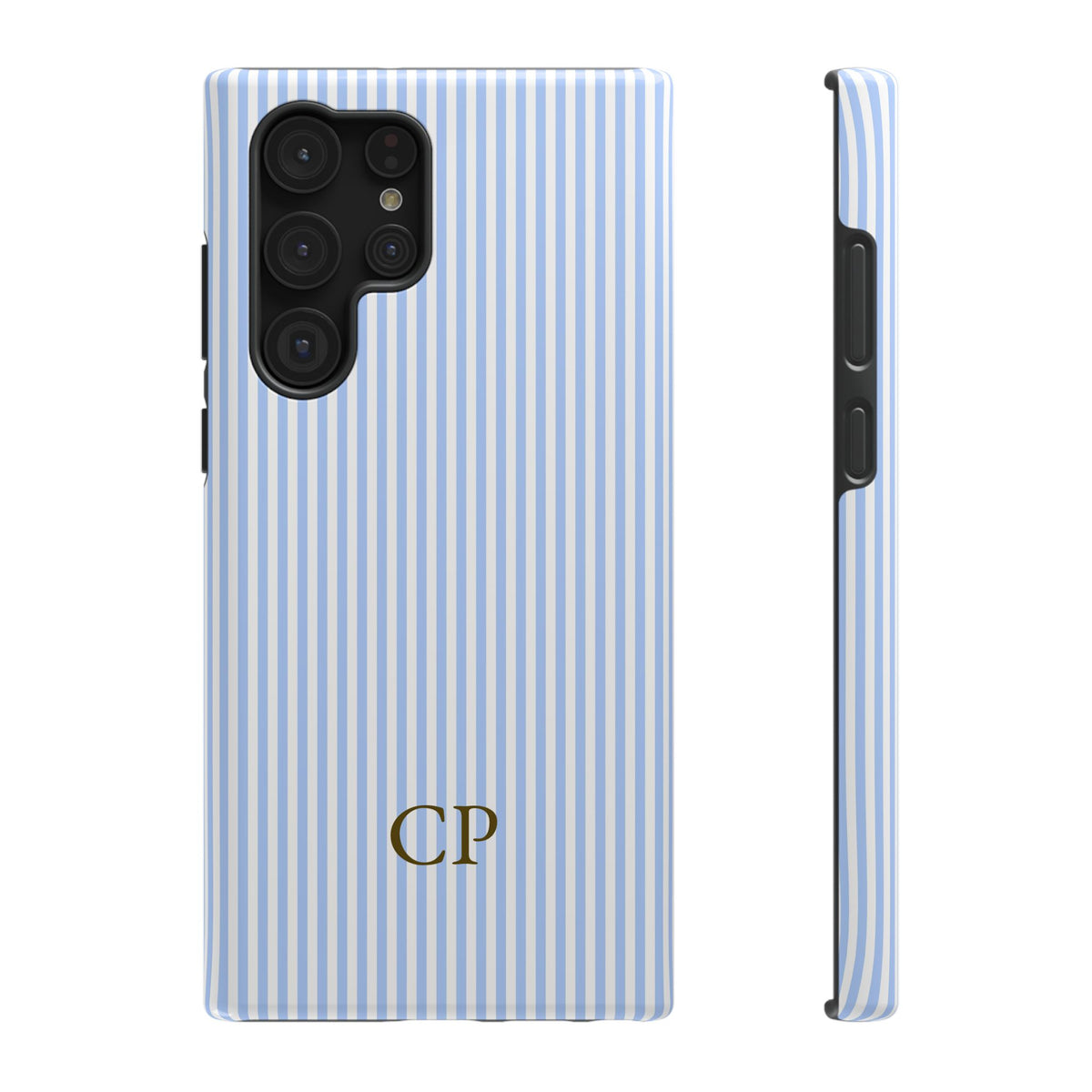 Sky Pinstripe Monogram Impact Resistant Case Personalized