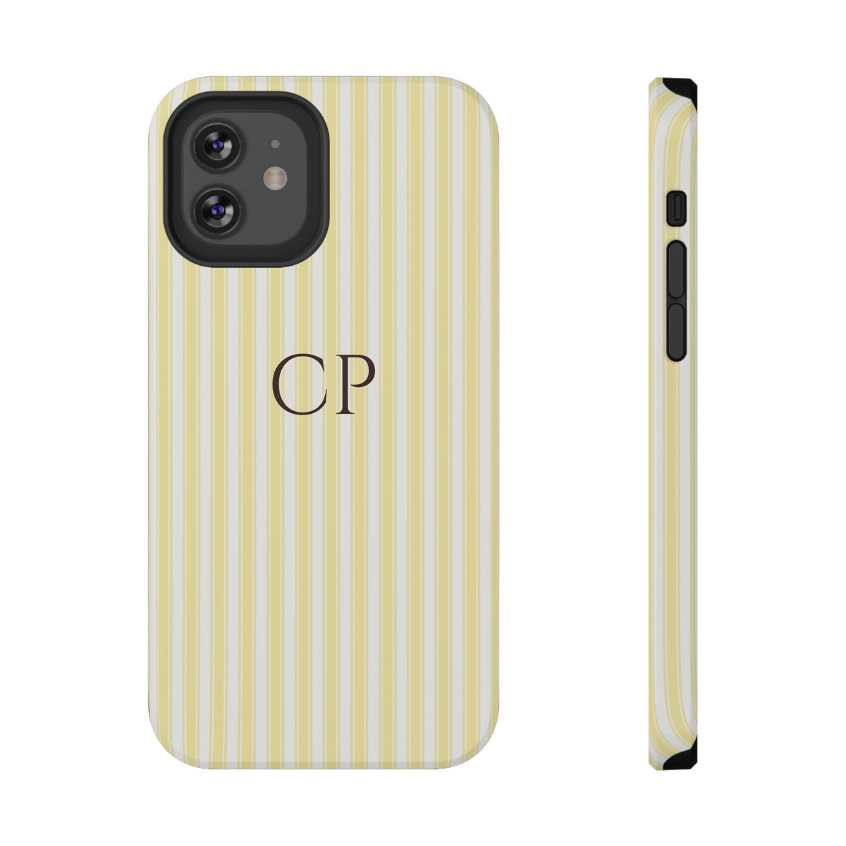 Cream Stripe Monogram Impact Resistant Case Personalized