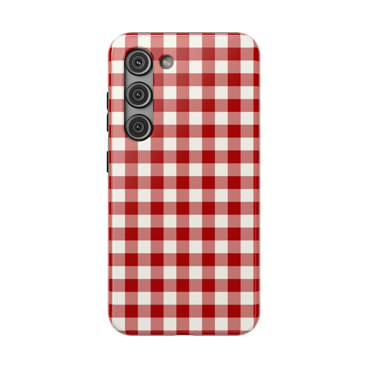 Red Gingham protective phone case for Samsung Galaxy S23, glossy finish