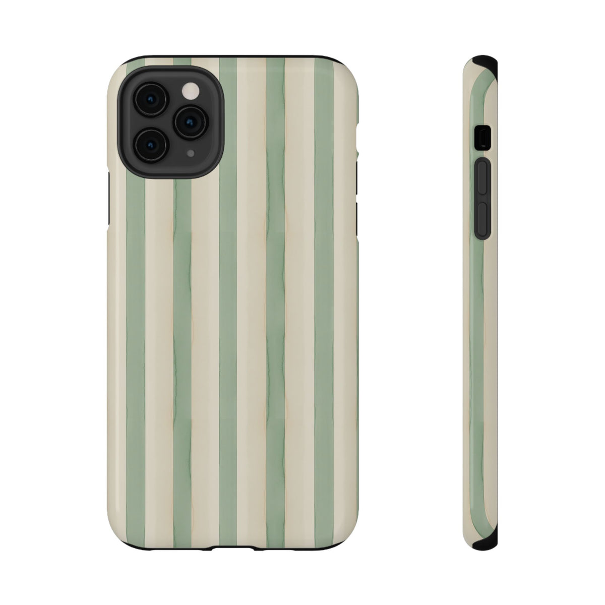 Sage Stripe protective phone case for iPhone 11 Pro Max, glossy finish