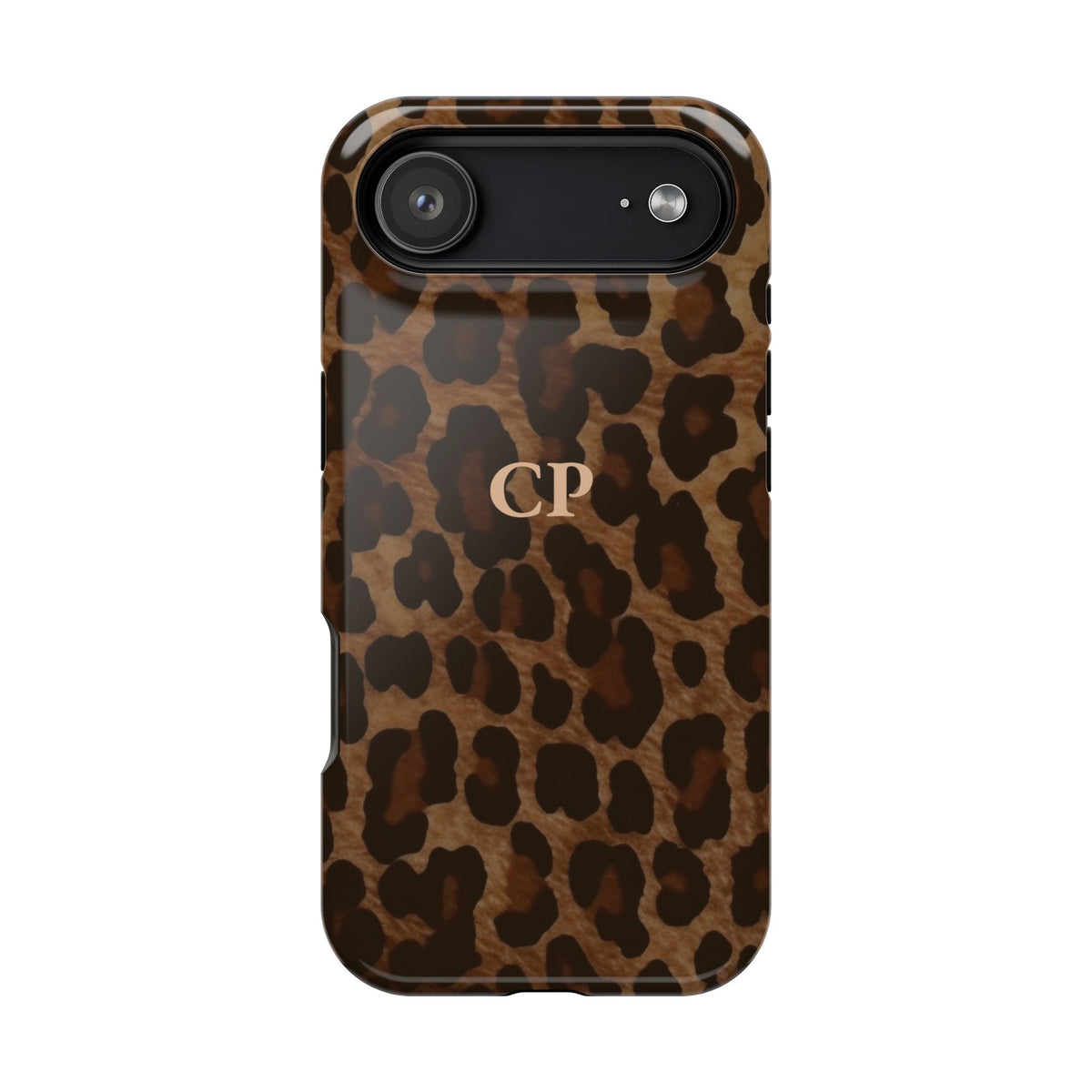 Brown Leopard Monogram Impact Resistant Case Personalized