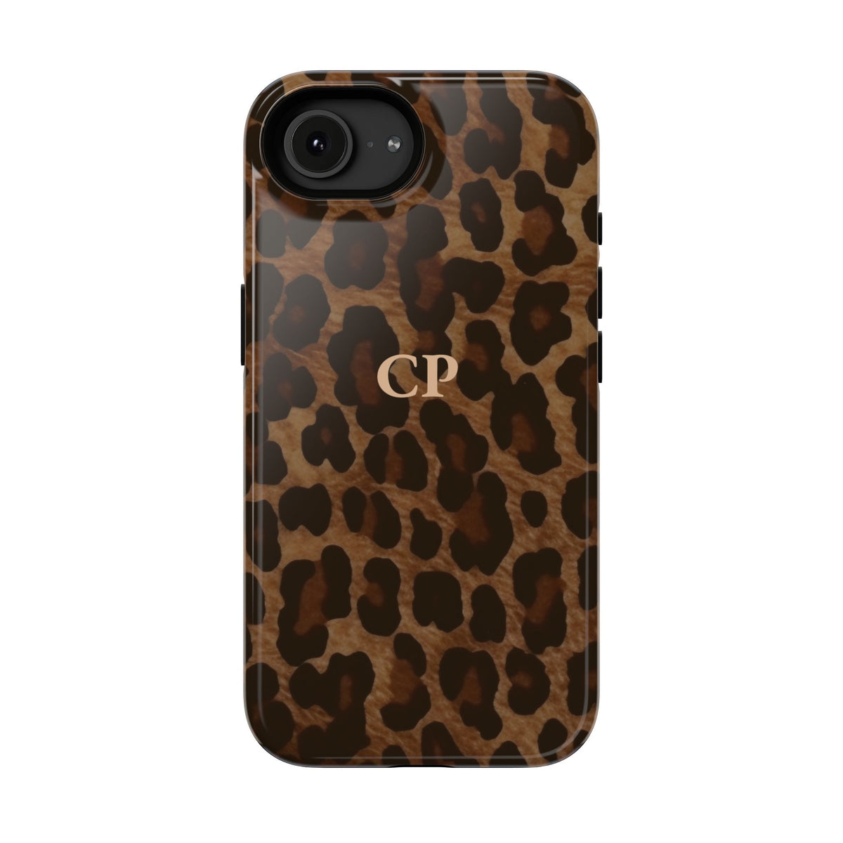 Brown Leopard Monogram Impact Resistant Case Personalized