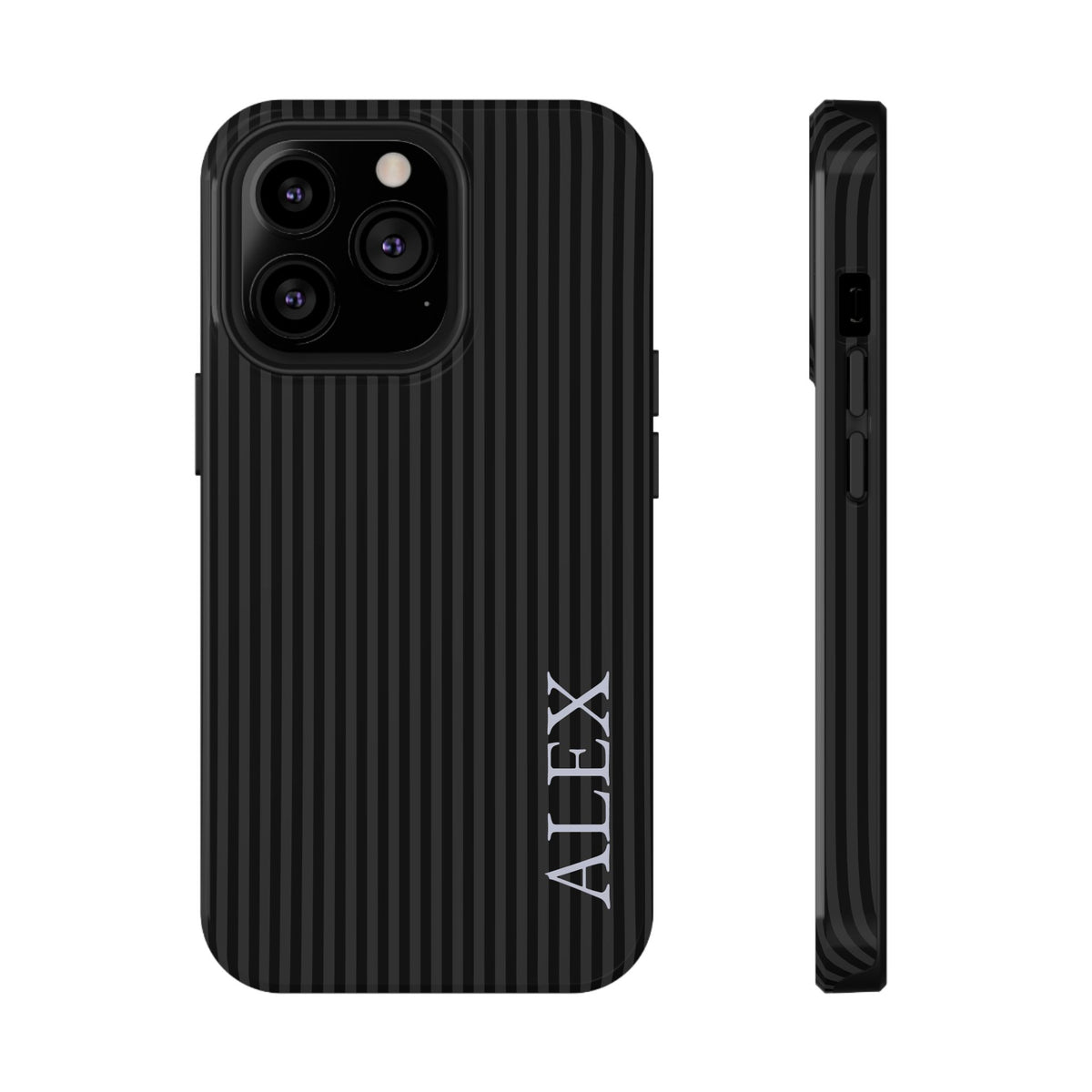 Black Stripe Name Impact Resistant Case Personalized