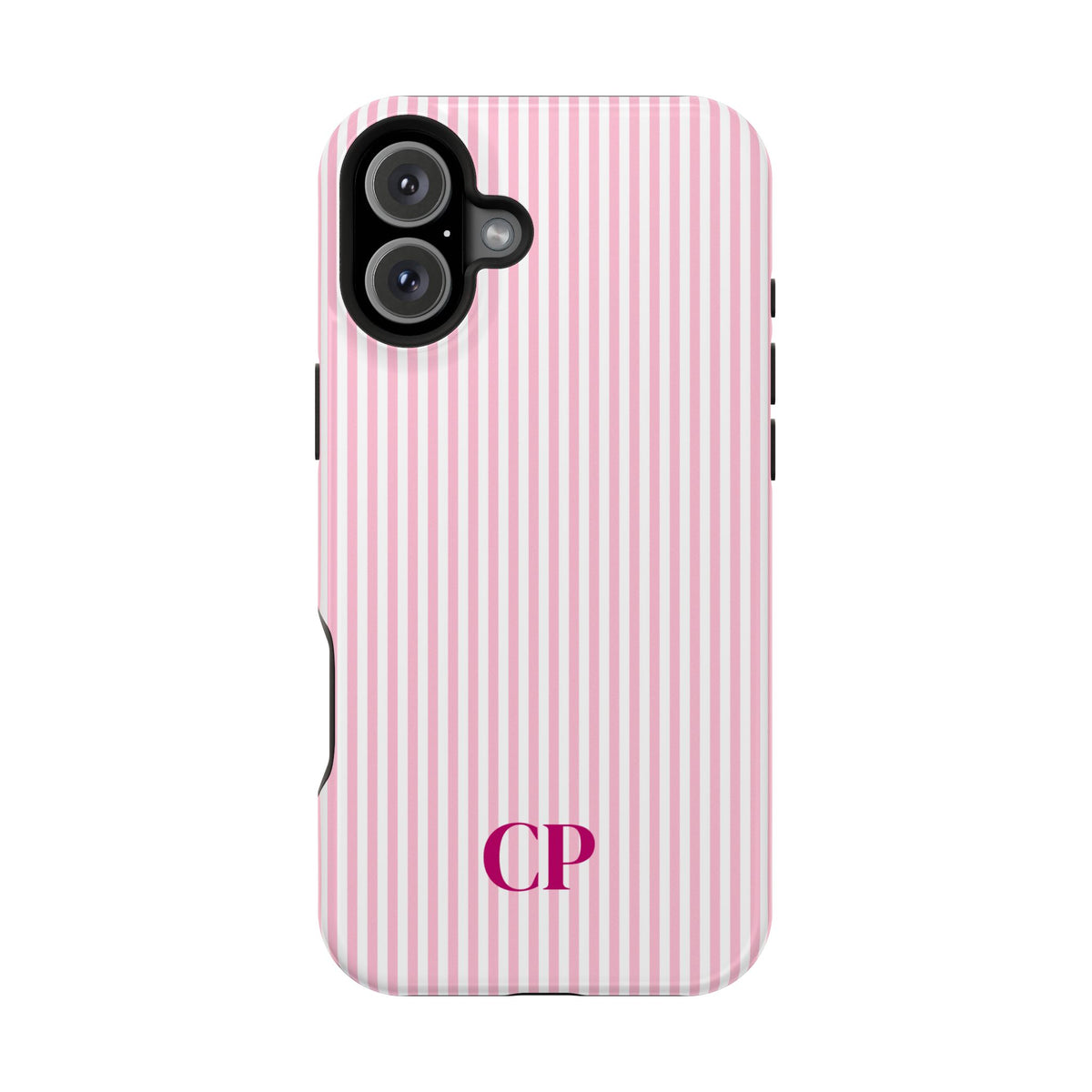 Blush Pinstripe Monogram Magnetic Impact Resistant Case Personalized