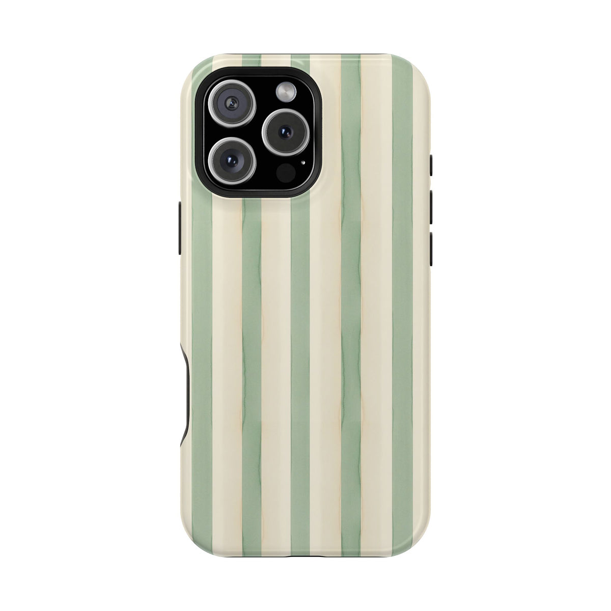 Sage Stripe MagSafe case for iPhone 16 Pro Max, glossy finish