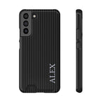 Black Stripe Name Phone Case With Card Holder Personalized