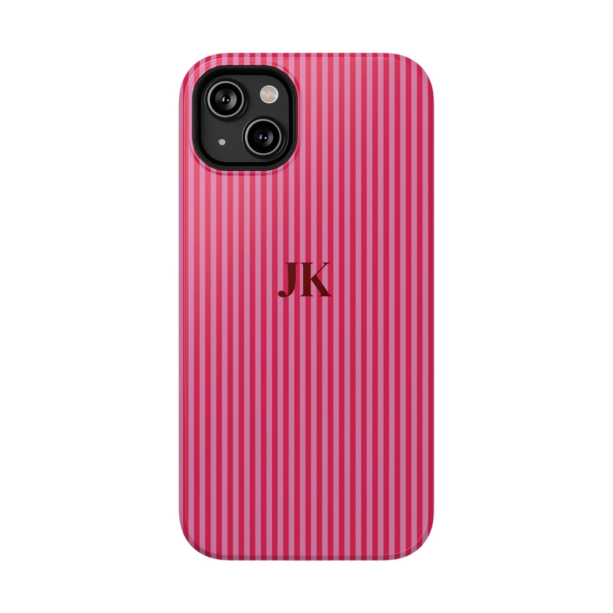 Raspberry Pinstripe Monogram Impact Resistant Case Personalized