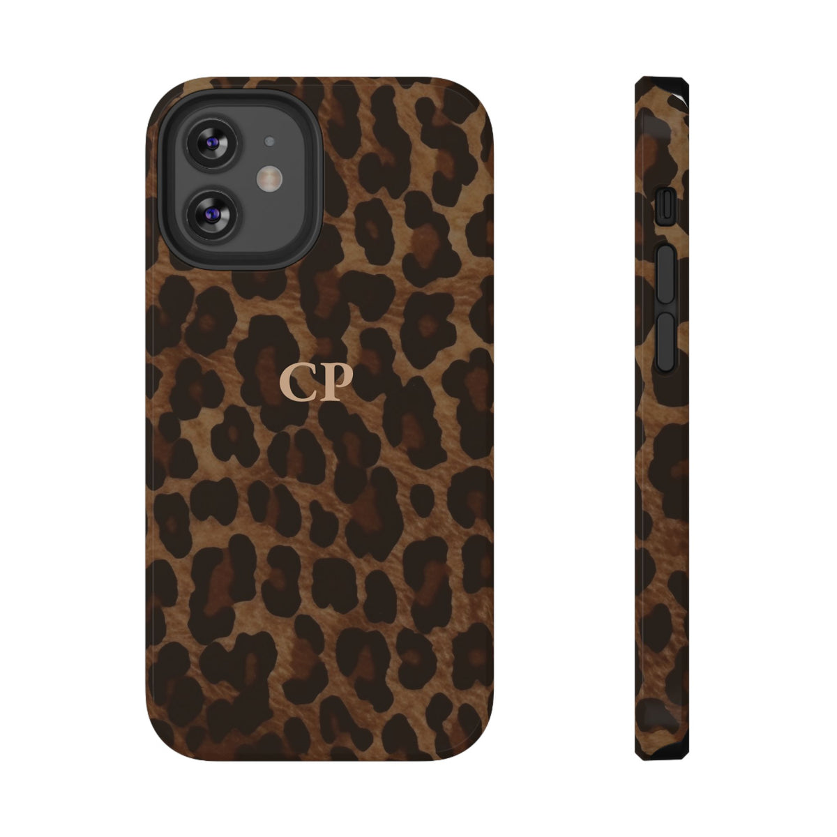 Brown Leopard Monogram Impact Resistant Case Personalized