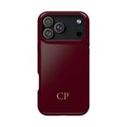 Burgundy Solid Monogram Magnetic Impact Resistant Case Personalized