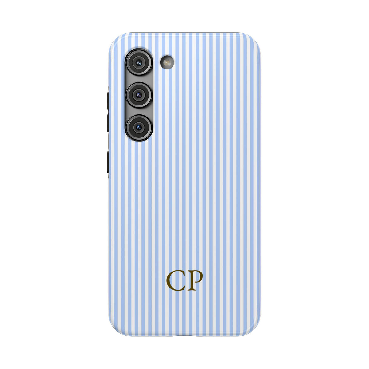 Sky Pinstripe Monogram Impact Resistant Case Personalized