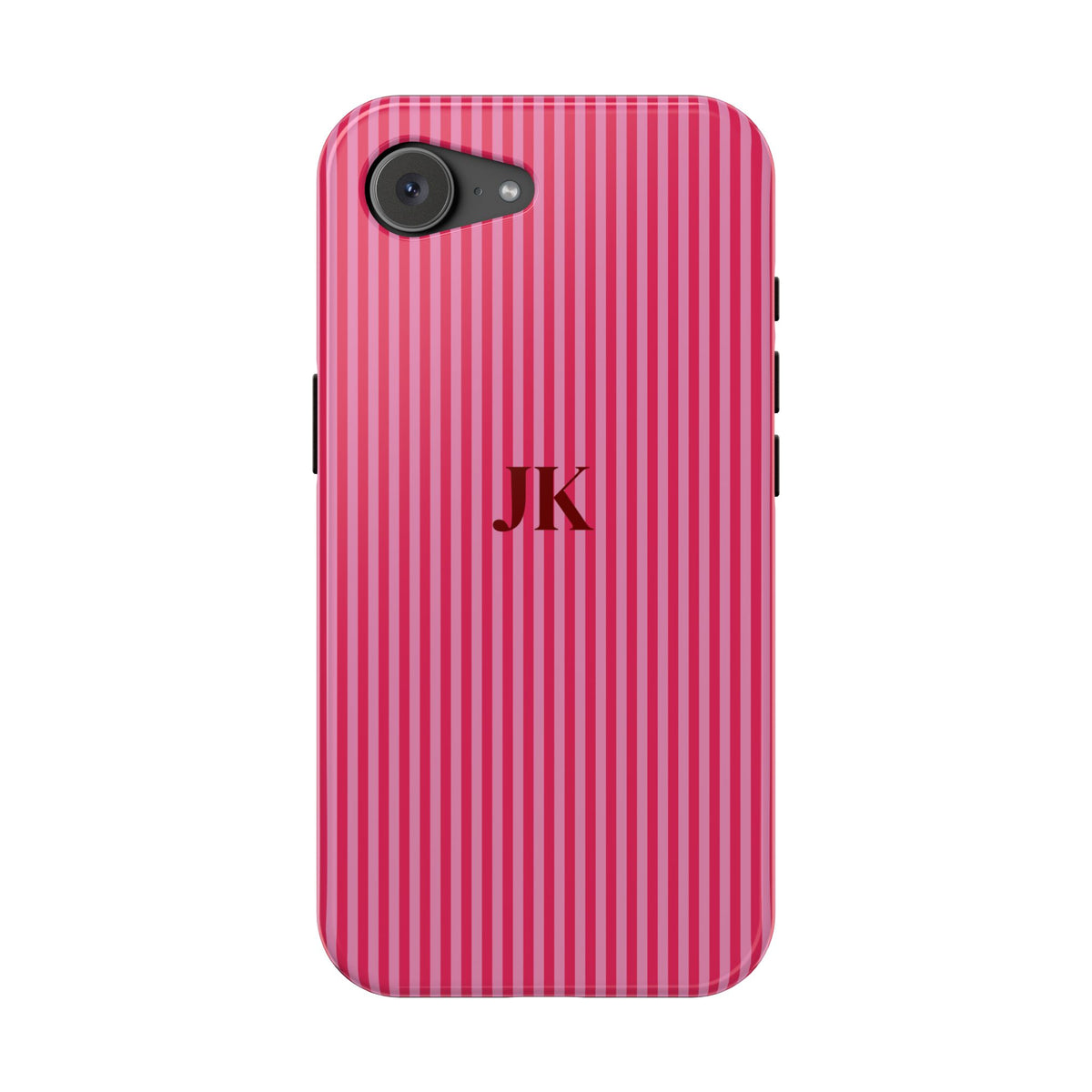 Raspberry Pinstripe Monogram Magnetic Impact Resistant Case Personalized