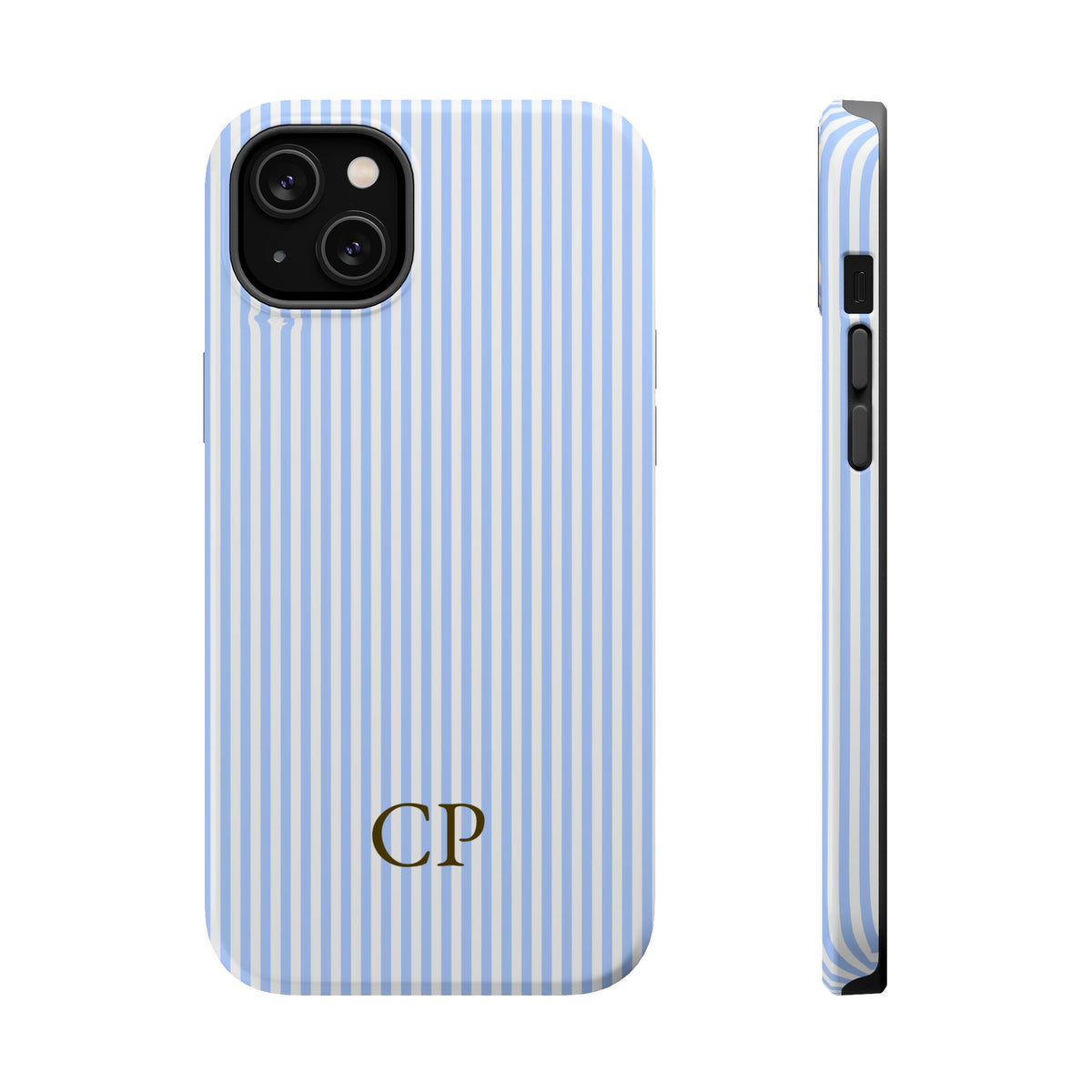 Sky Pinstripe Monogram Magnetic Impact Resistant Case Personalized