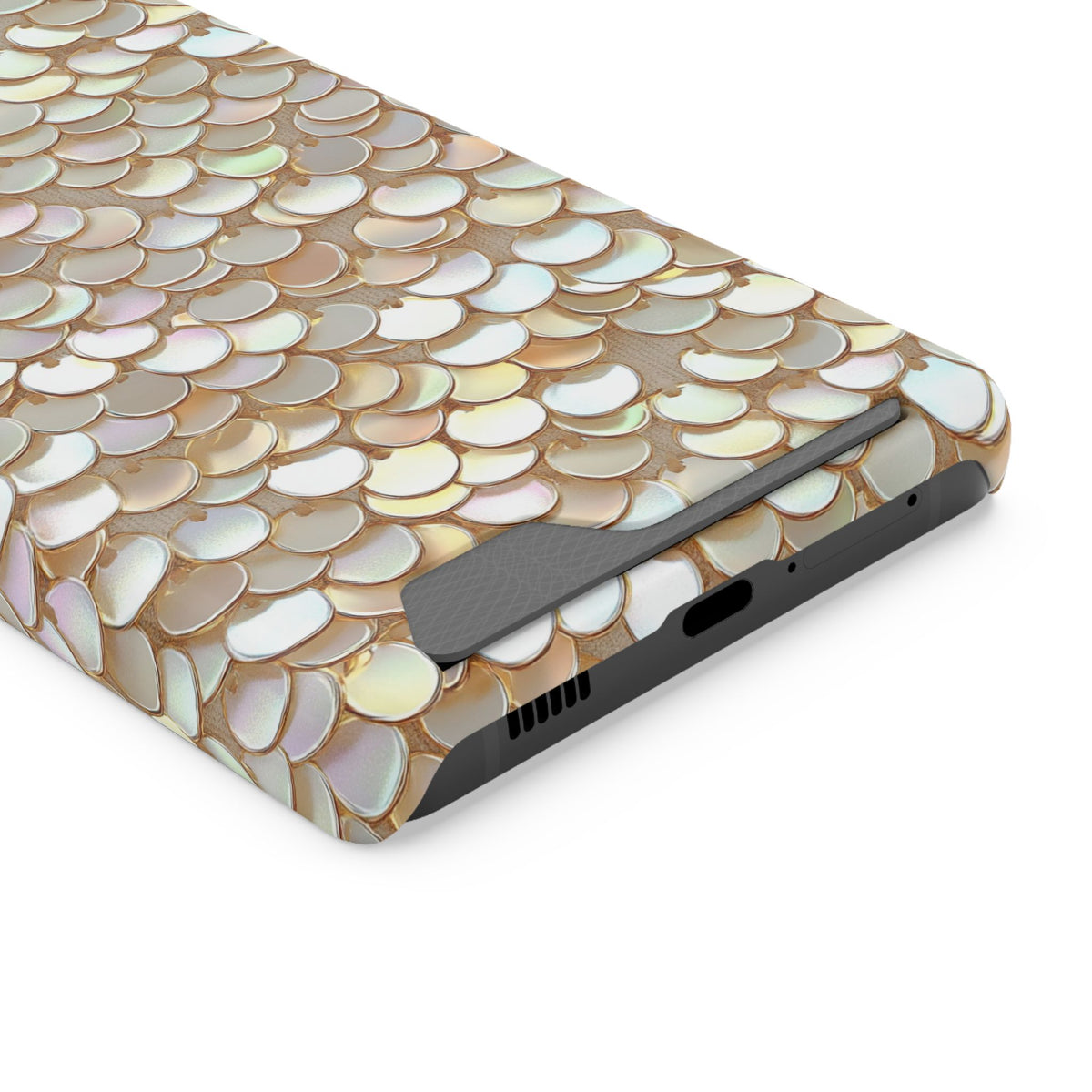 Champagne Sequin phone case with card holder for Samsung Galaxy S21 Ultra, glossy finish