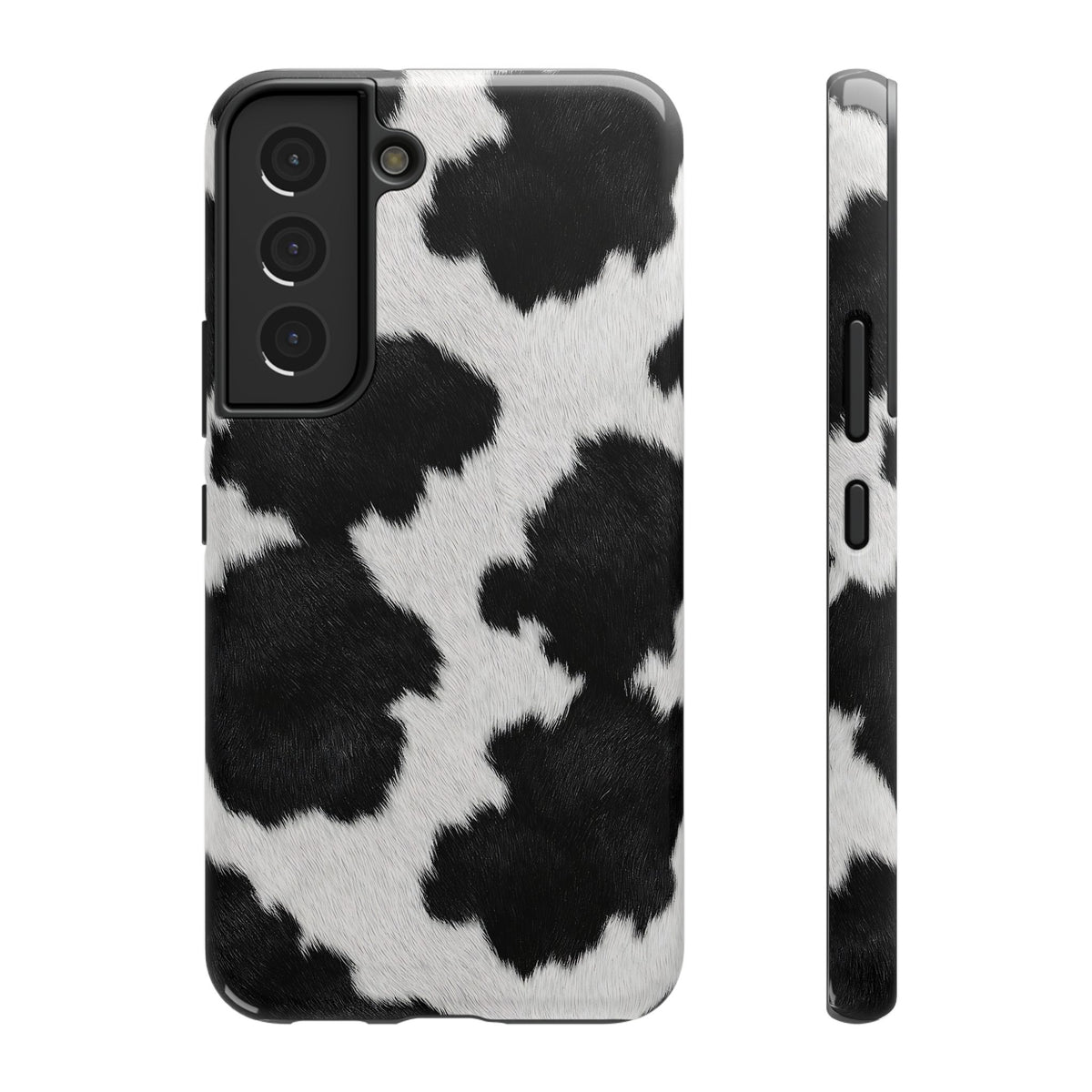 Black Cow Print protective phone case for Samsung Galaxy S22, glossy finish