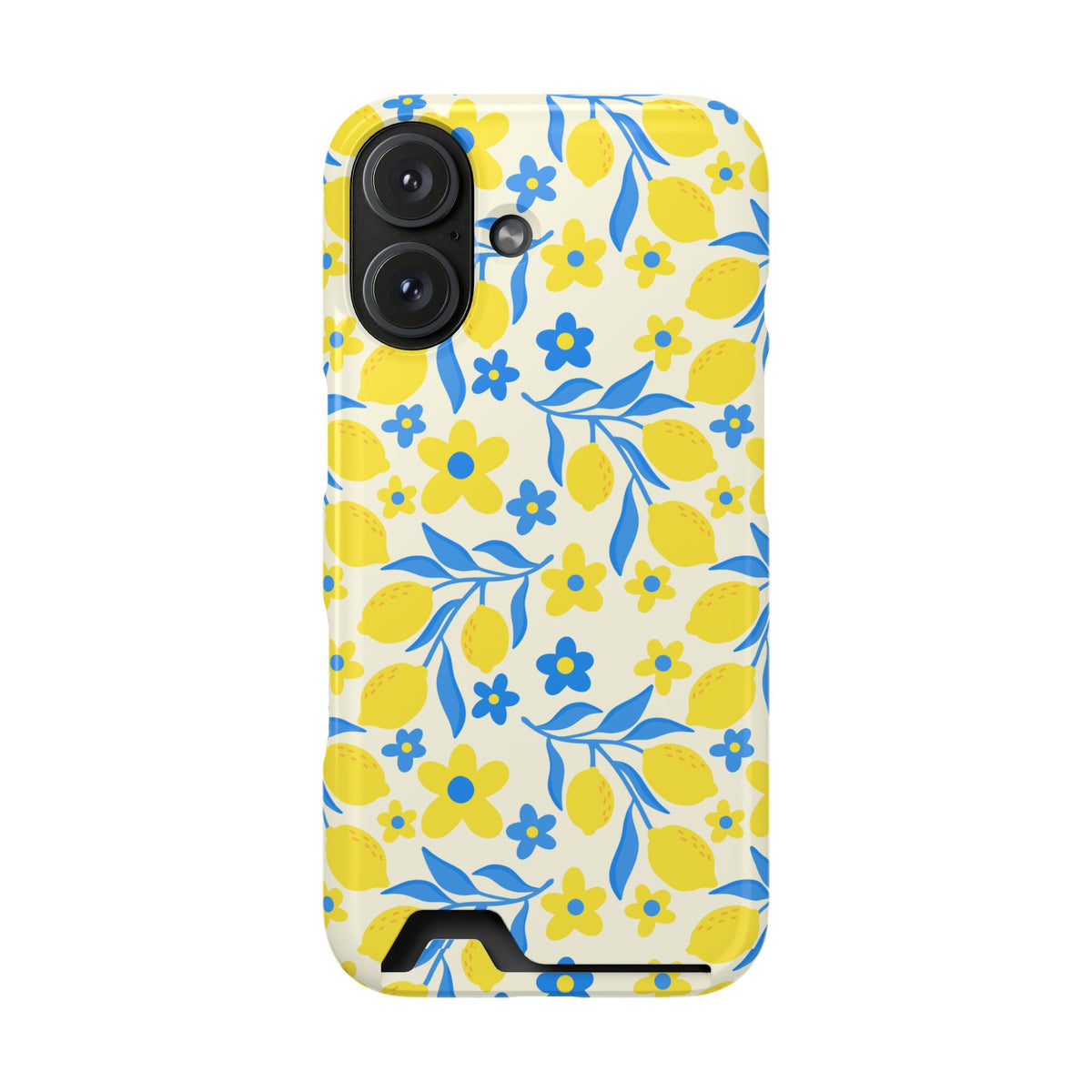 Amalfi Lemon phone case with card holder for iPhone 16, glossy finish