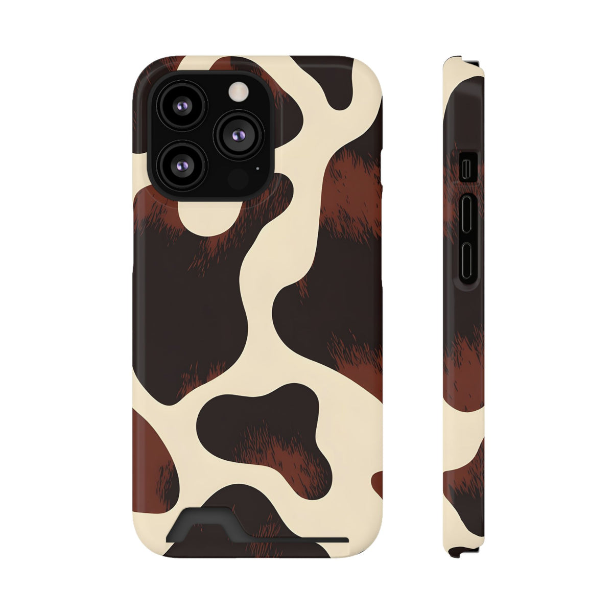Chocolate Cow phone case with card holder for iPhone 13 Pro, glossy finish