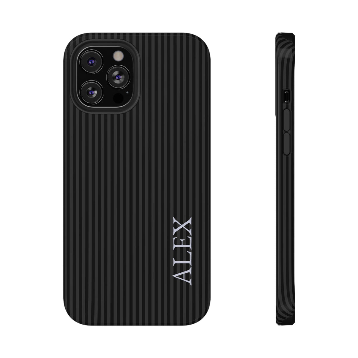 Black Stripe Name Impact Resistant Case Personalized