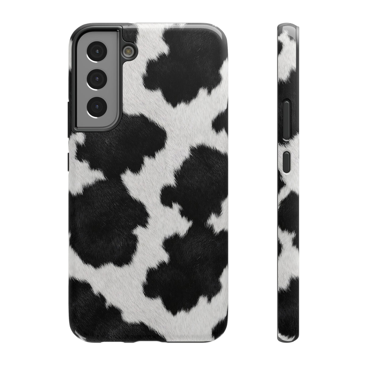 Black Cow Print protective phone case for Samsung Galaxy S22 Plus, glossy finish