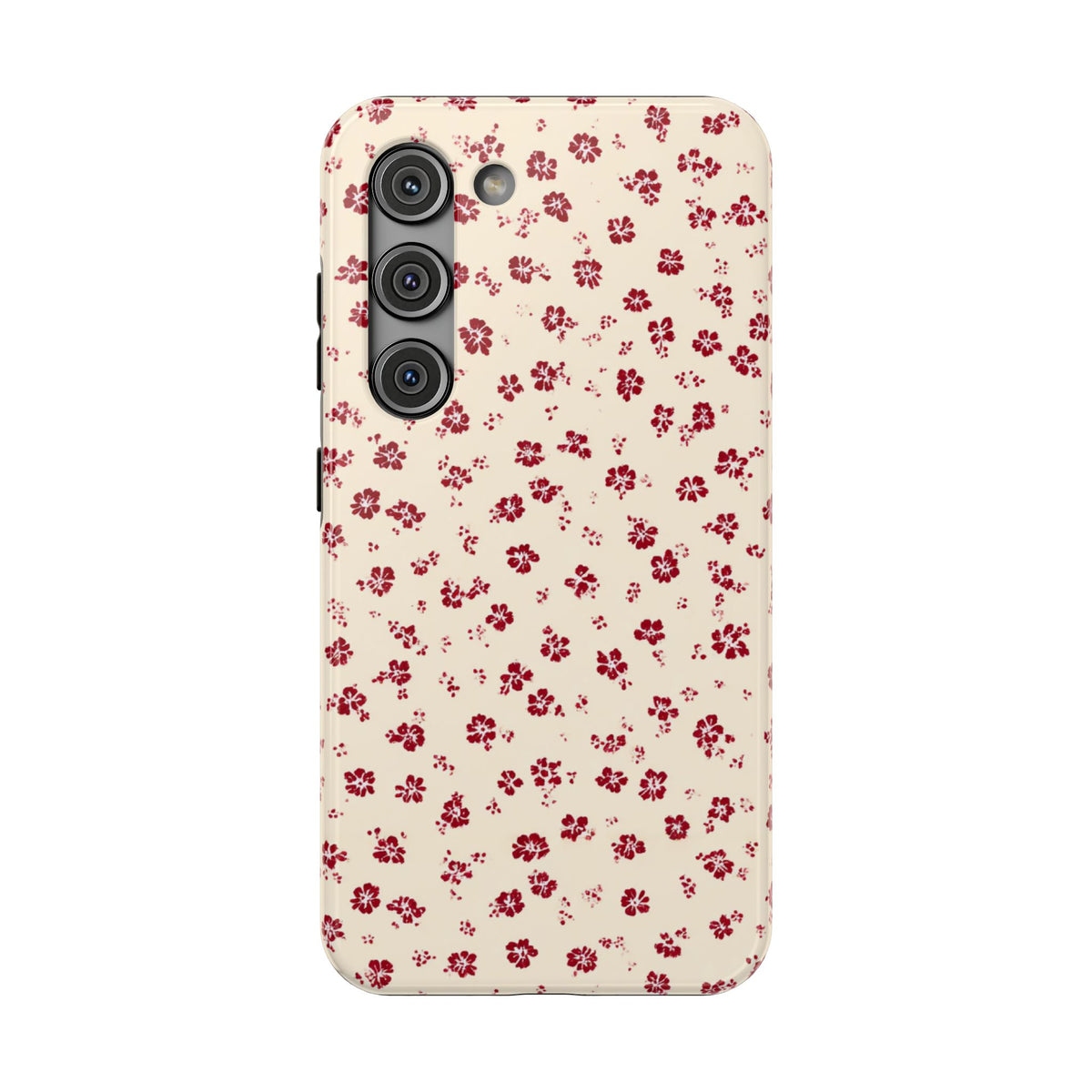 Red Ditsy Floral protective phone case for Samsung Galaxy S23, glossy finish