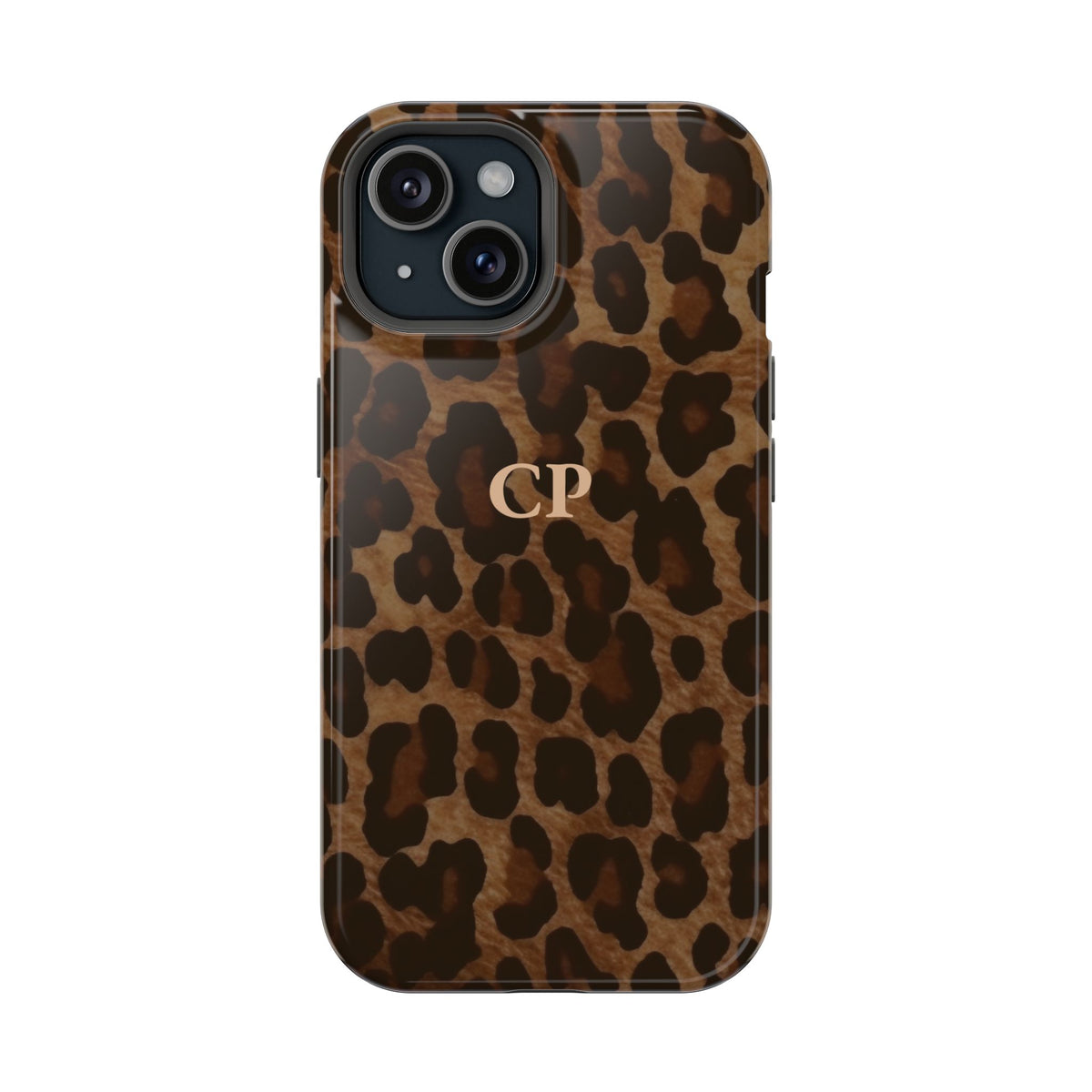 Brown Leopard Monogram Impact Resistant Case Personalized