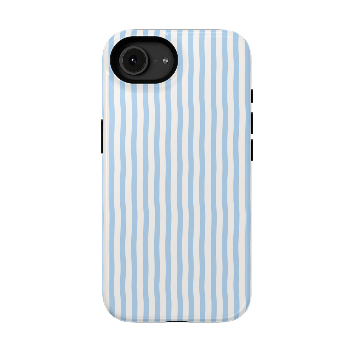 Sky Blue Stripe protective phone case for iPhone 16e, glossy finish