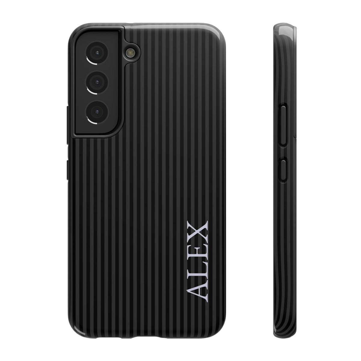 Black Stripe Name Impact Resistant Case Personalized