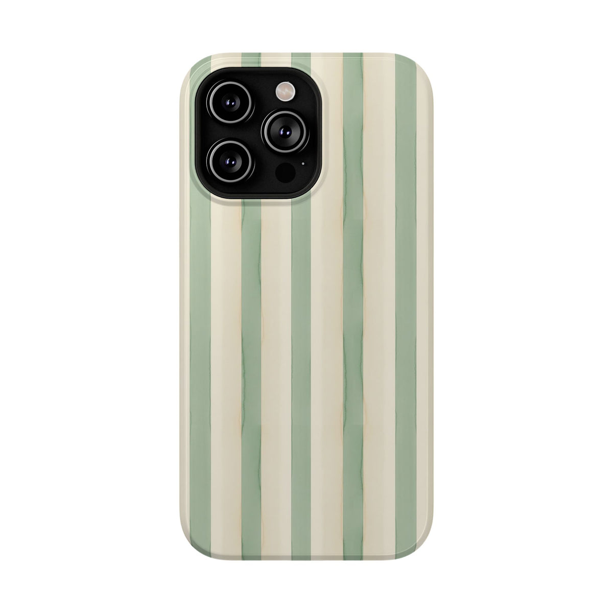 Sage Stripe protective phone case for iPhone 14 Pro Max, glossy finish