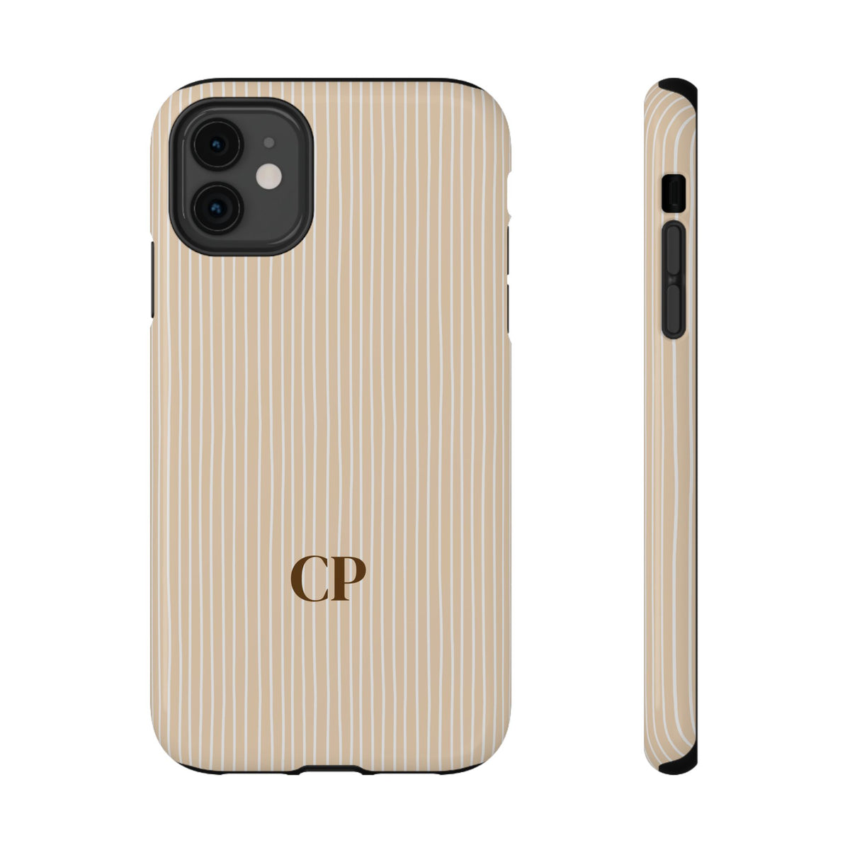 Latte Ribbed Monogram Impact Resistant Case Personalized