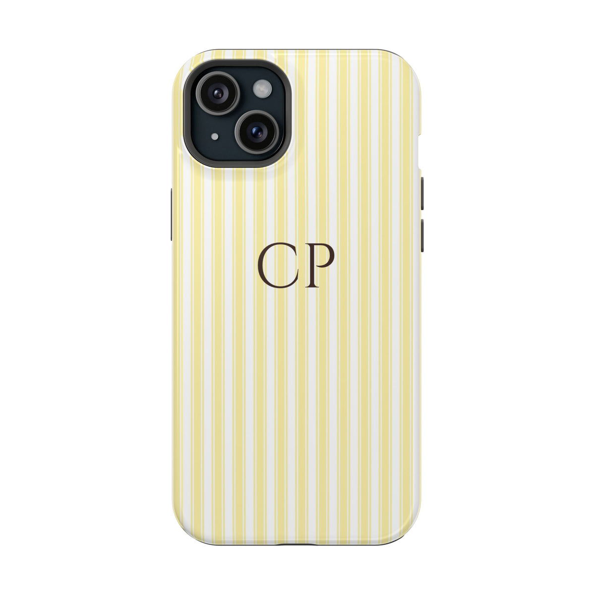 Cream Stripe Monogram Impact Resistant Case Personalized