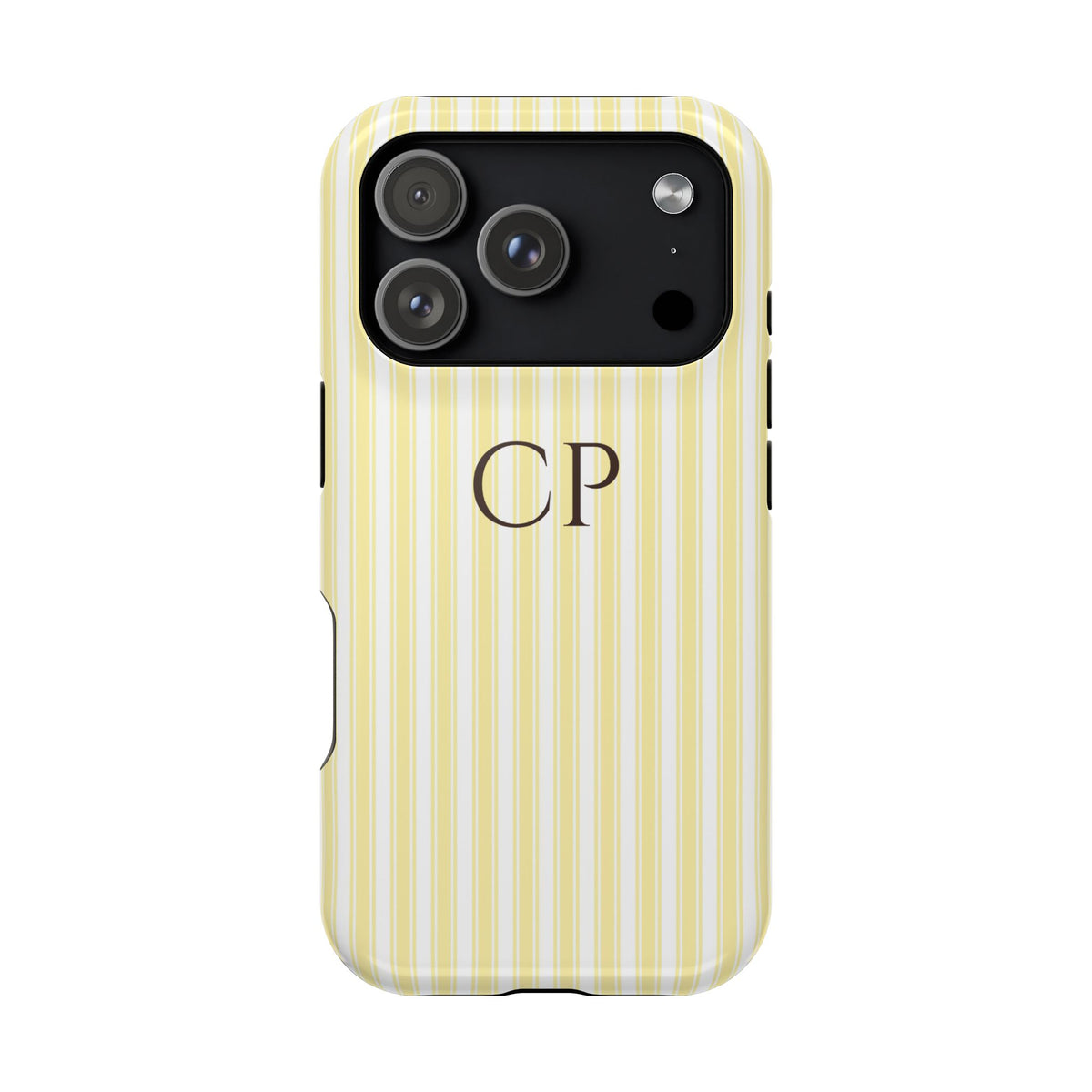 Cream Stripe Monogram Magnetic Impact Resistant Case Personalized