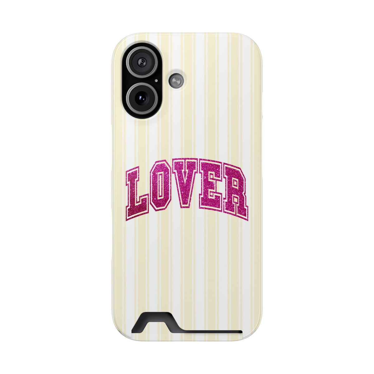 Lover Varsity phone case with card holder for iPhone 17, glossy finish