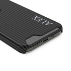 Black Stripe Name Phone Case With Card Holder Personalized