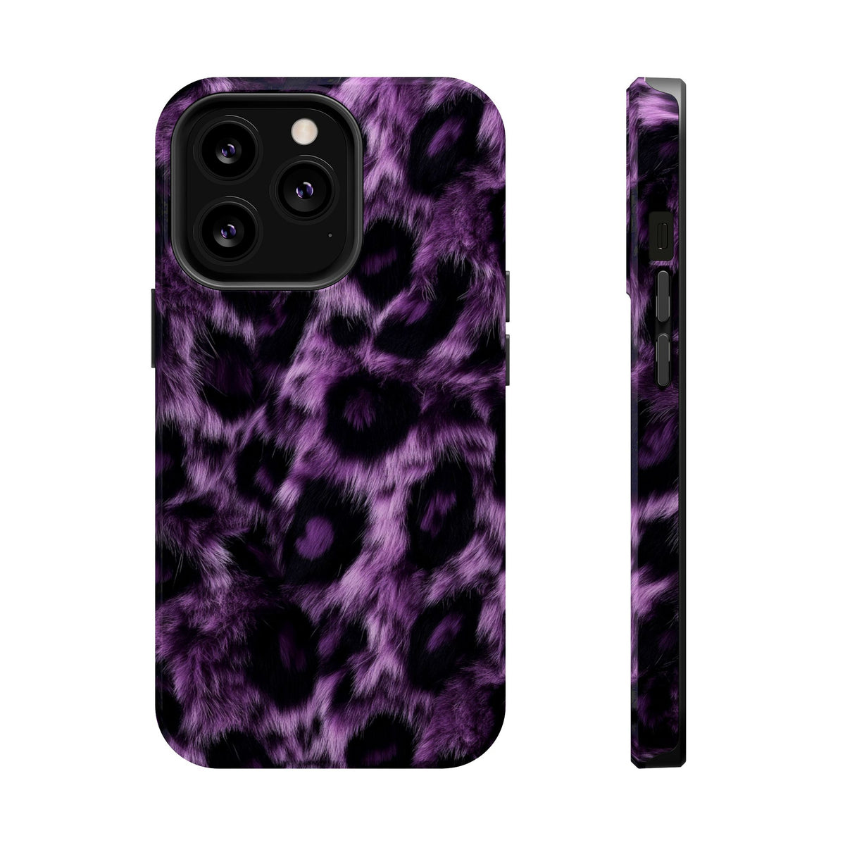 Purple Leopard MagSafe case for iPhone 13 Pro, glossy finish