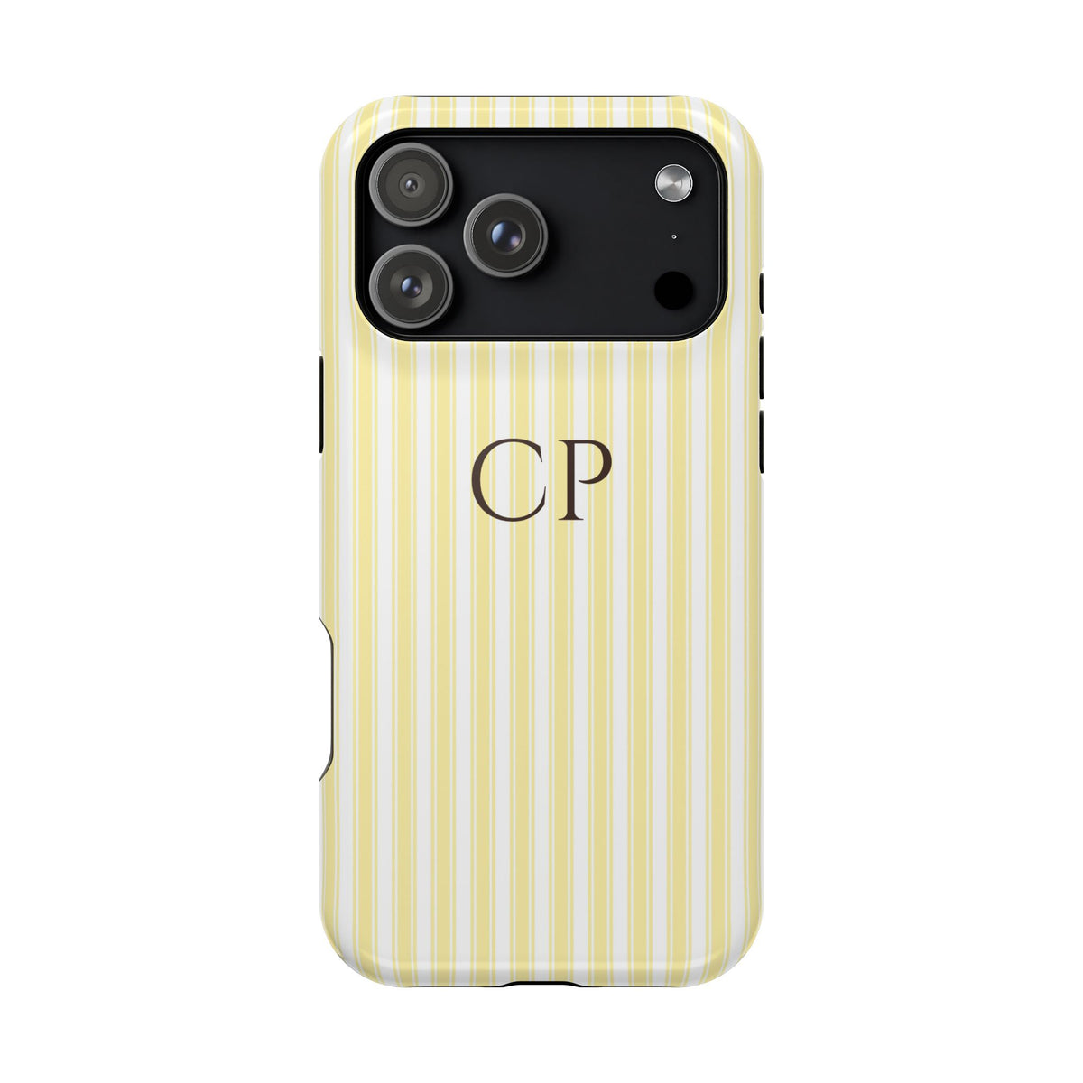 Cream Stripe Monogram Magnetic Impact Resistant Case Personalized