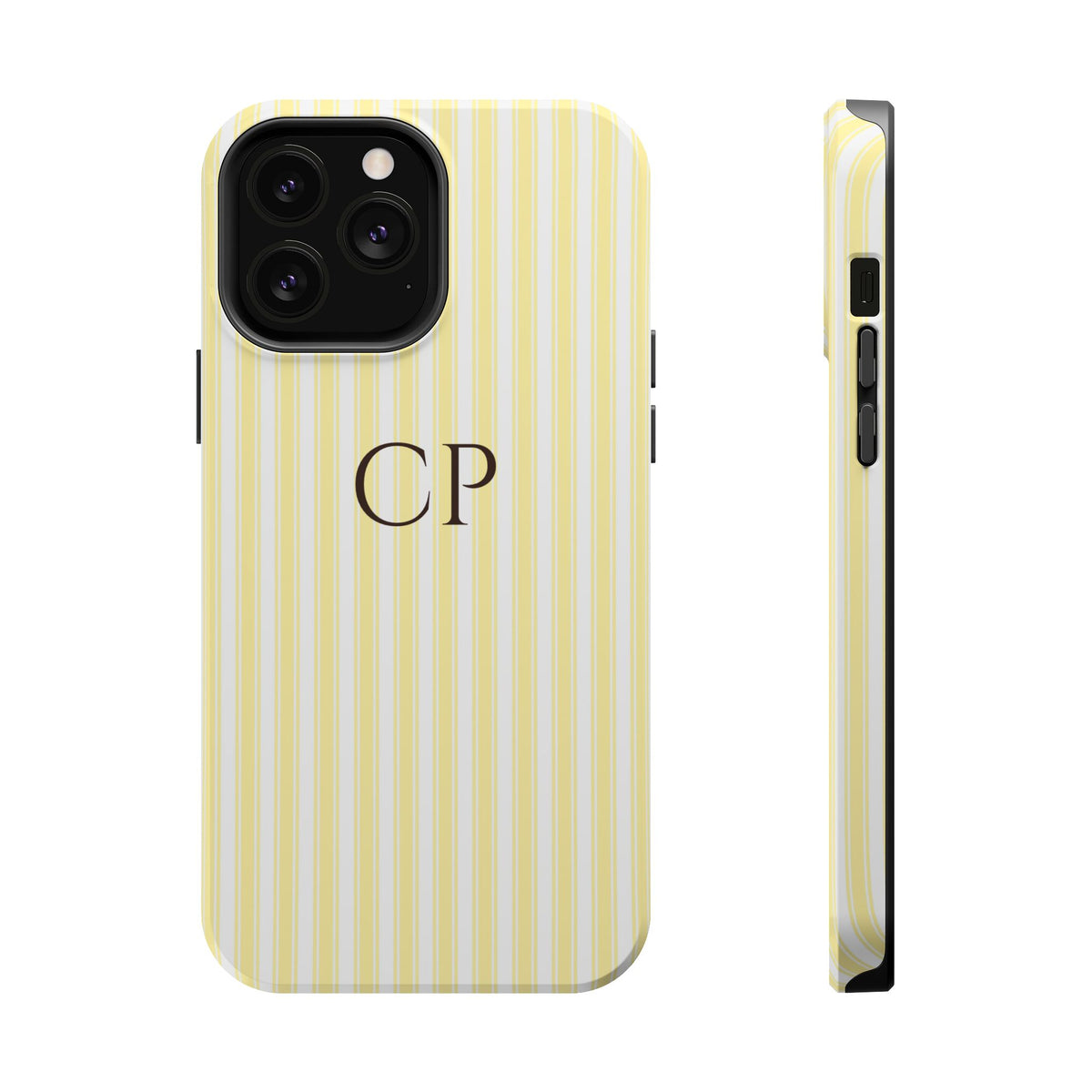 Cream Stripe Monogram Magnetic Impact Resistant Case Personalized