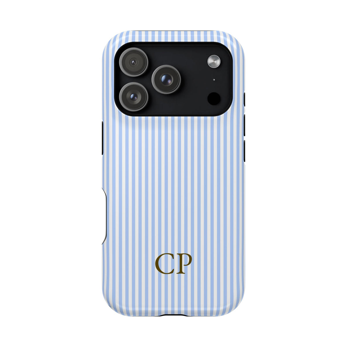 Sky Pinstripe Monogram Magnetic Impact Resistant Case Personalized