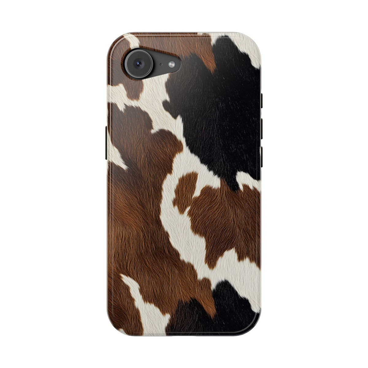 Brown Cow Print MagSafe case for iPhone 16e, glossy finish