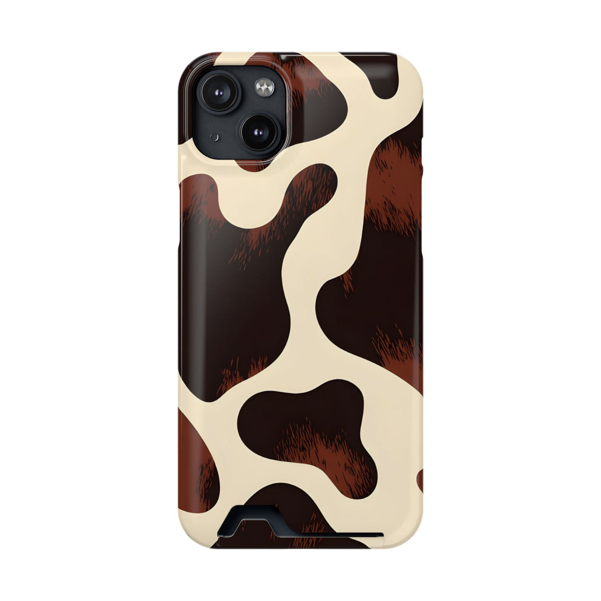 Chocolate Cow phone case with card holder for iPhone 14 Plus, glossy finish