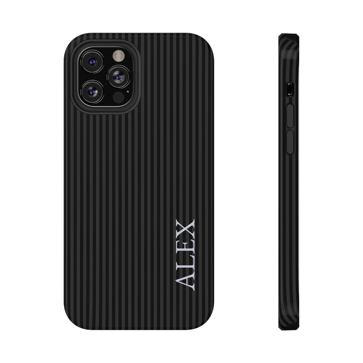 Black Stripe Name Impact Resistant Case Personalized