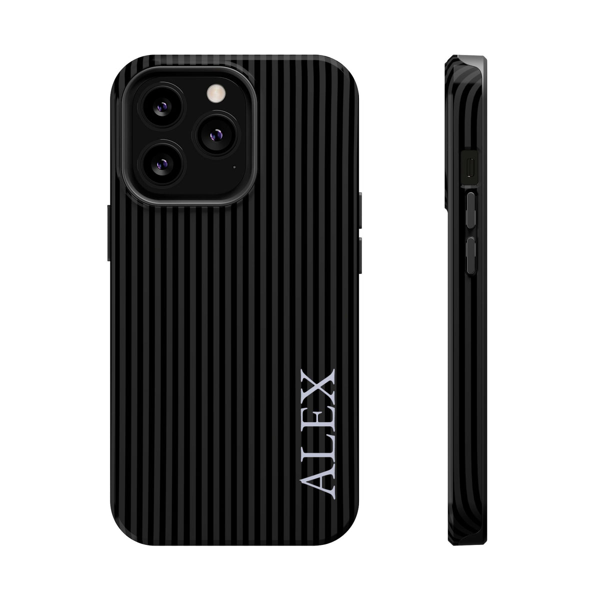 Black Stripe Name Magnetic Impact Resistant Case Personalized
