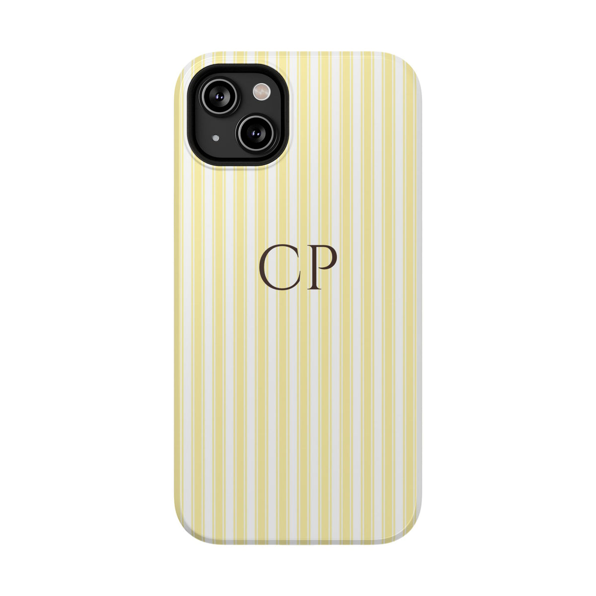 Cream Stripe Monogram Impact Resistant Case Personalized