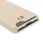 Latte Ribbed Monogram Phone Case With Card Holder Personalized