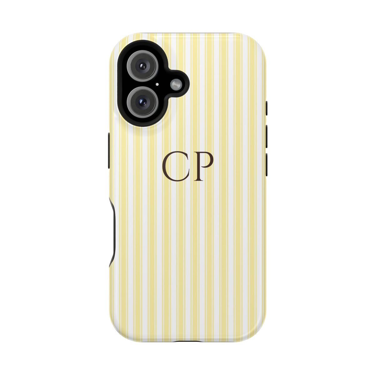 Cream Stripe Monogram Magnetic Impact Resistant Case Personalized