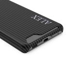 Black Stripe Name Phone Case With Card Holder Personalized