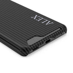 Black Stripe Name Phone Case With Card Holder Personalized