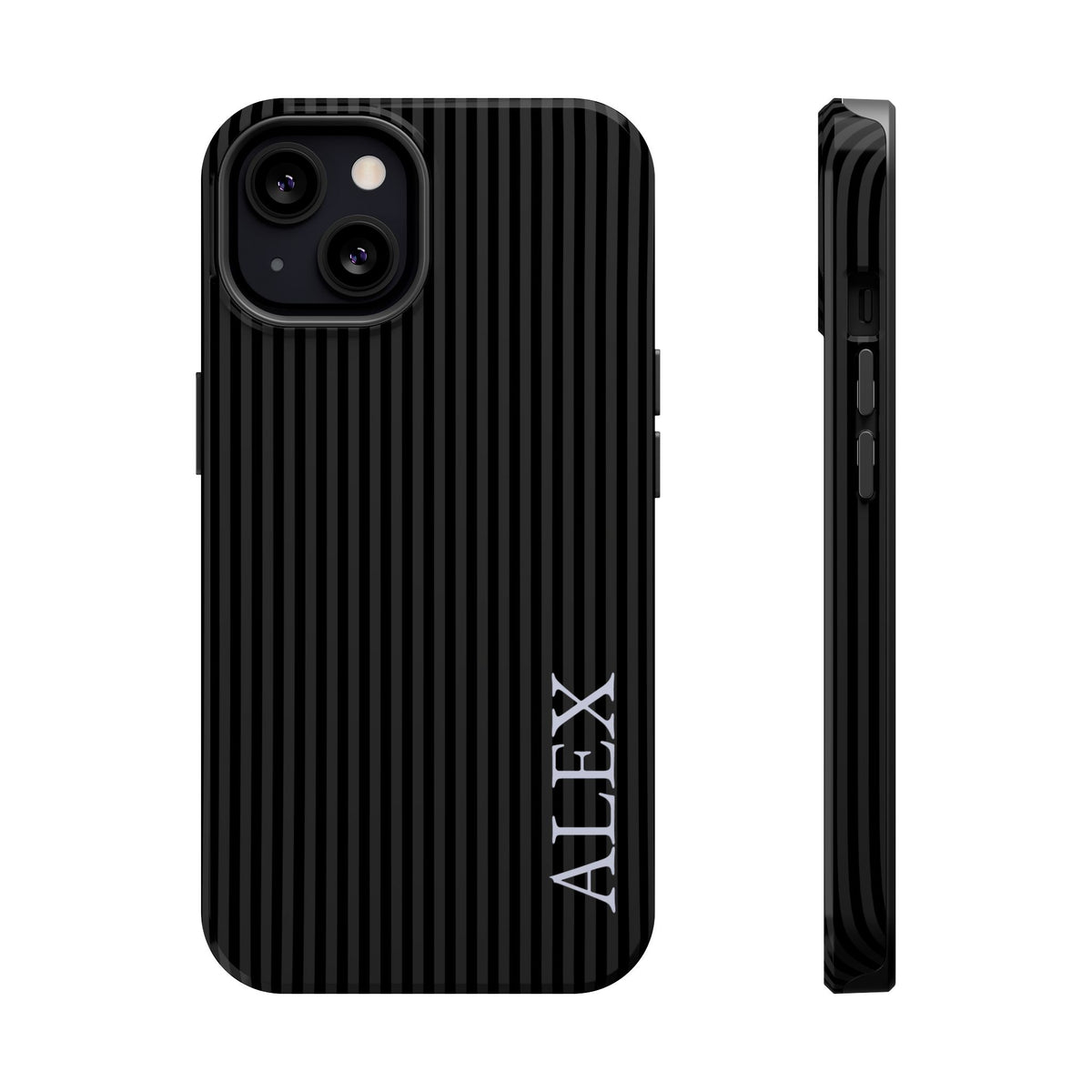 Black Stripe Name Magnetic Impact Resistant Case Personalized