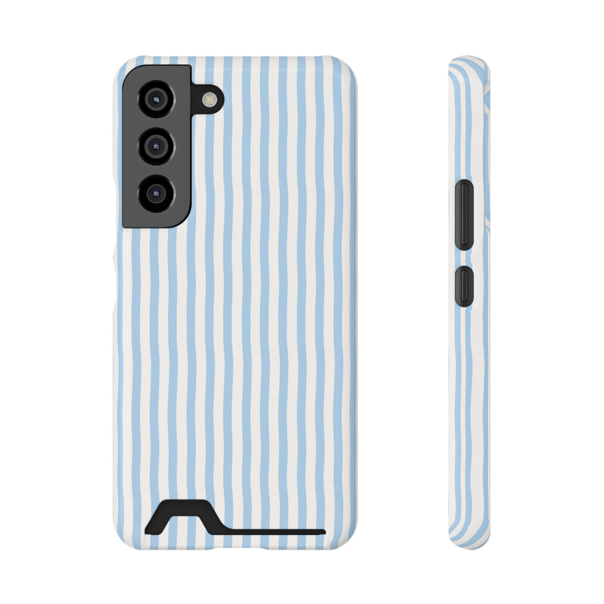 Sky Blue Stripe phone case with card holder for Samsung Galaxy S22, glossy finish