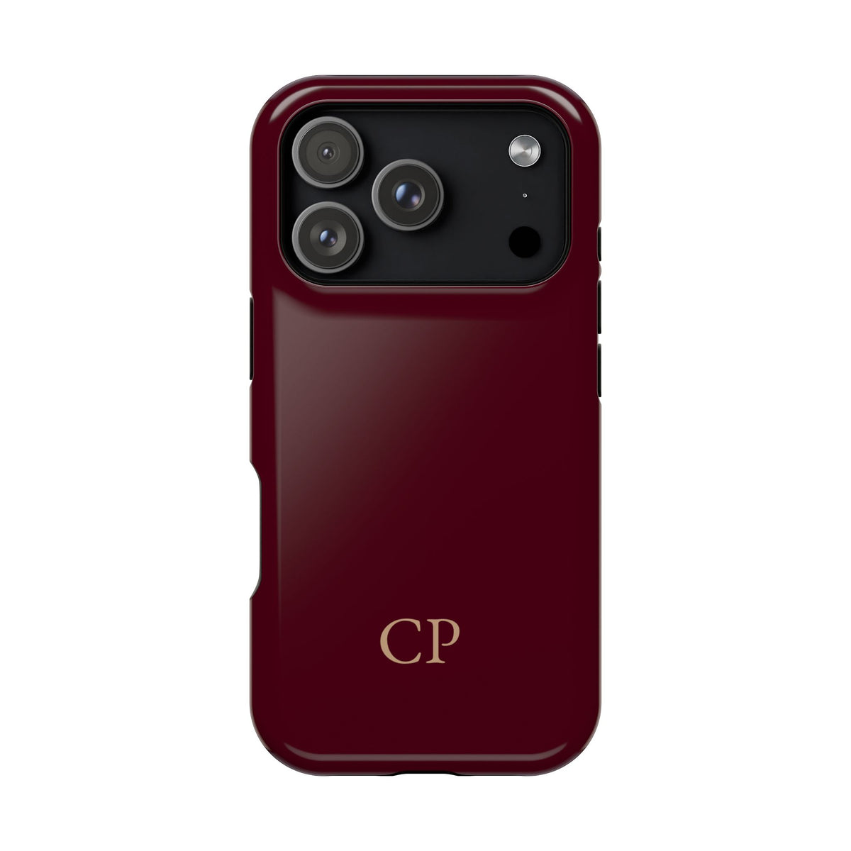 Burgundy Solid Monogram Magnetic Impact Resistant Case Personalized